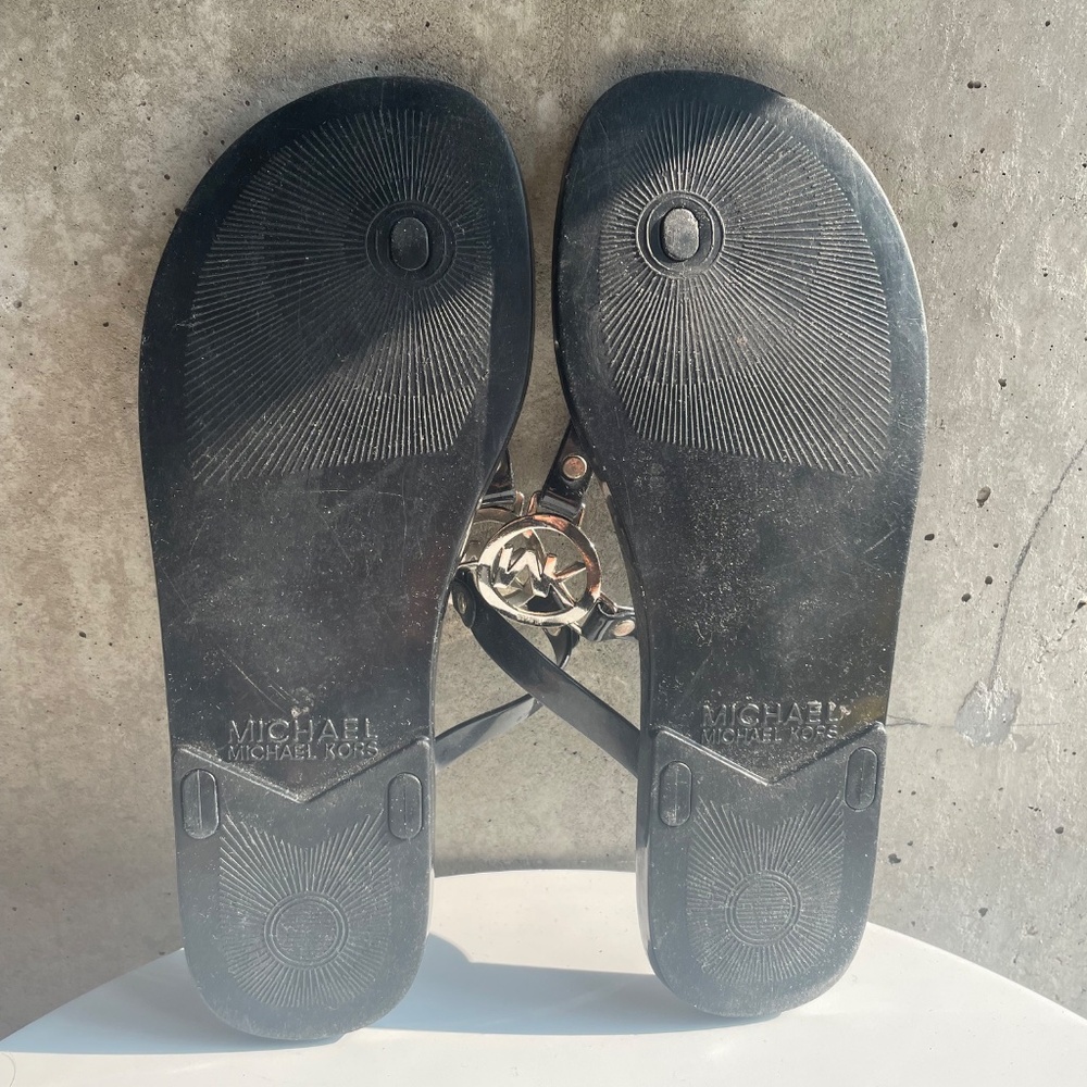Used Michael Kors Flip Flops | Designer Summer Sandals Logo Thong Sandals - Picture 4 of 4
